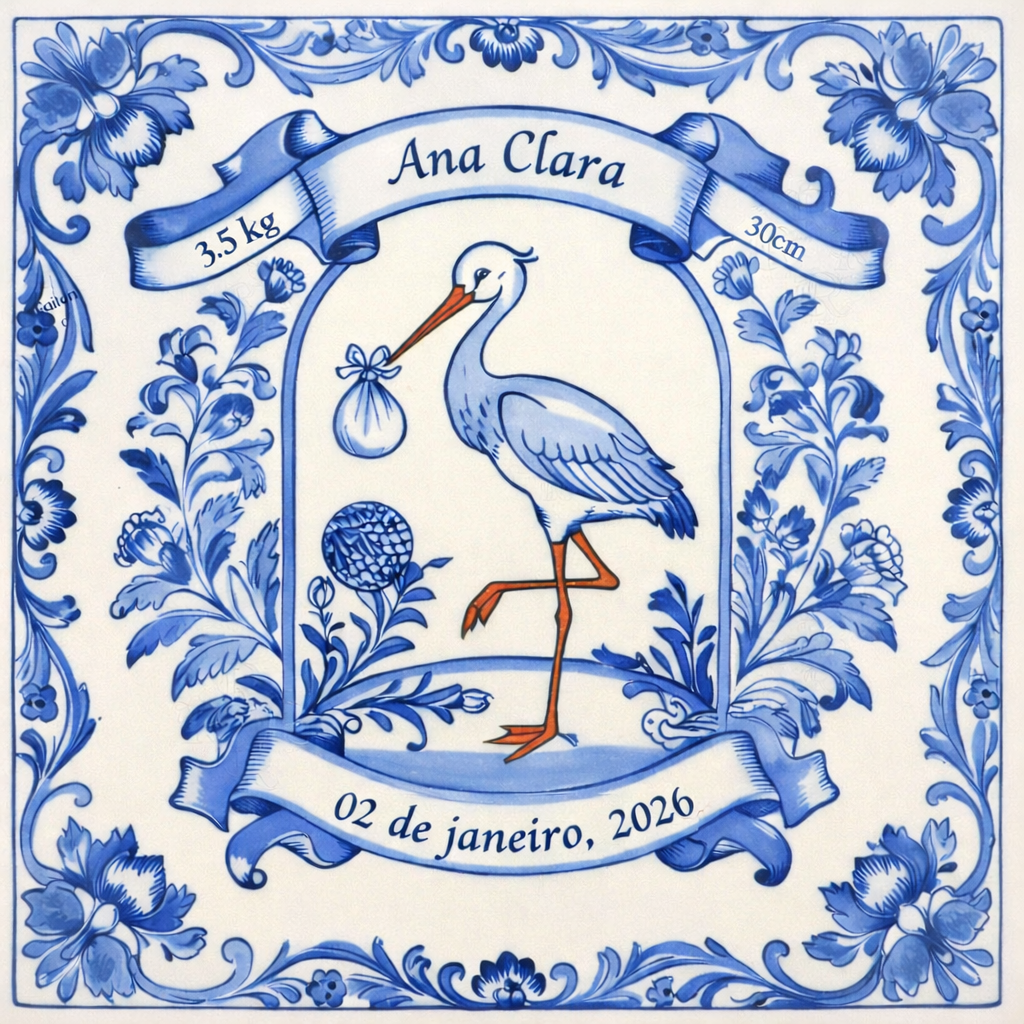 💙 Azulejo Decorado de Nascimento – Estilo Azulejaria Portuguesa